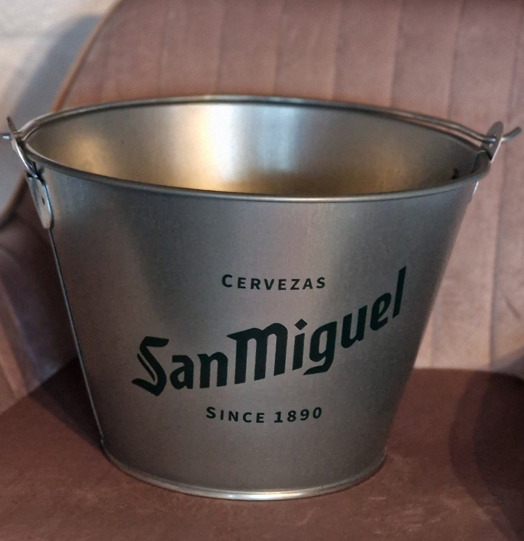 Eimer (Getränke-Kühler/ Eis-Eimer ) ,"San Miguel Bier " voll verzinkt
