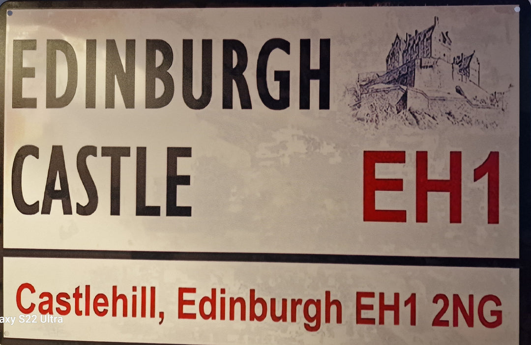 Blechschild im Stil britischer Straßenschilder " Edinburgh Castle" ca. 30 cm x 20 cm