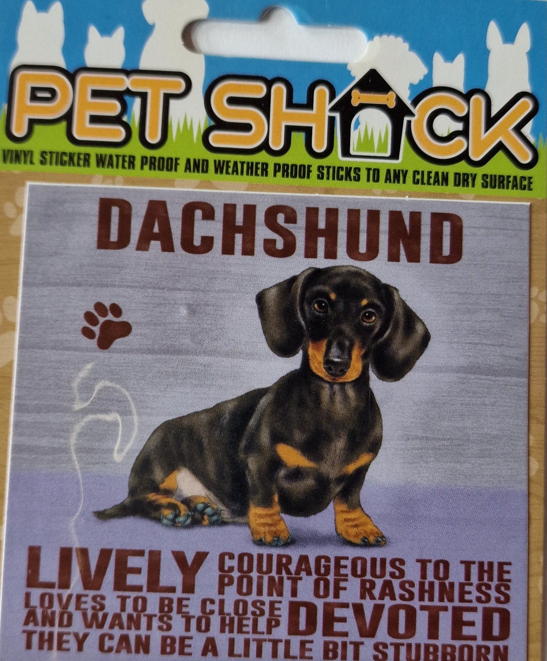 Aufkleber aus der "Pet Shack"- Reihe . "Dachshund"