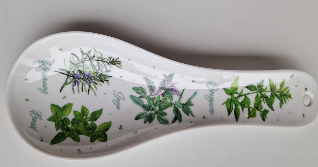 Löffel- Ablage ( Spoon-Rest) , Kunststoff, mit Motiv "Herb Garden"