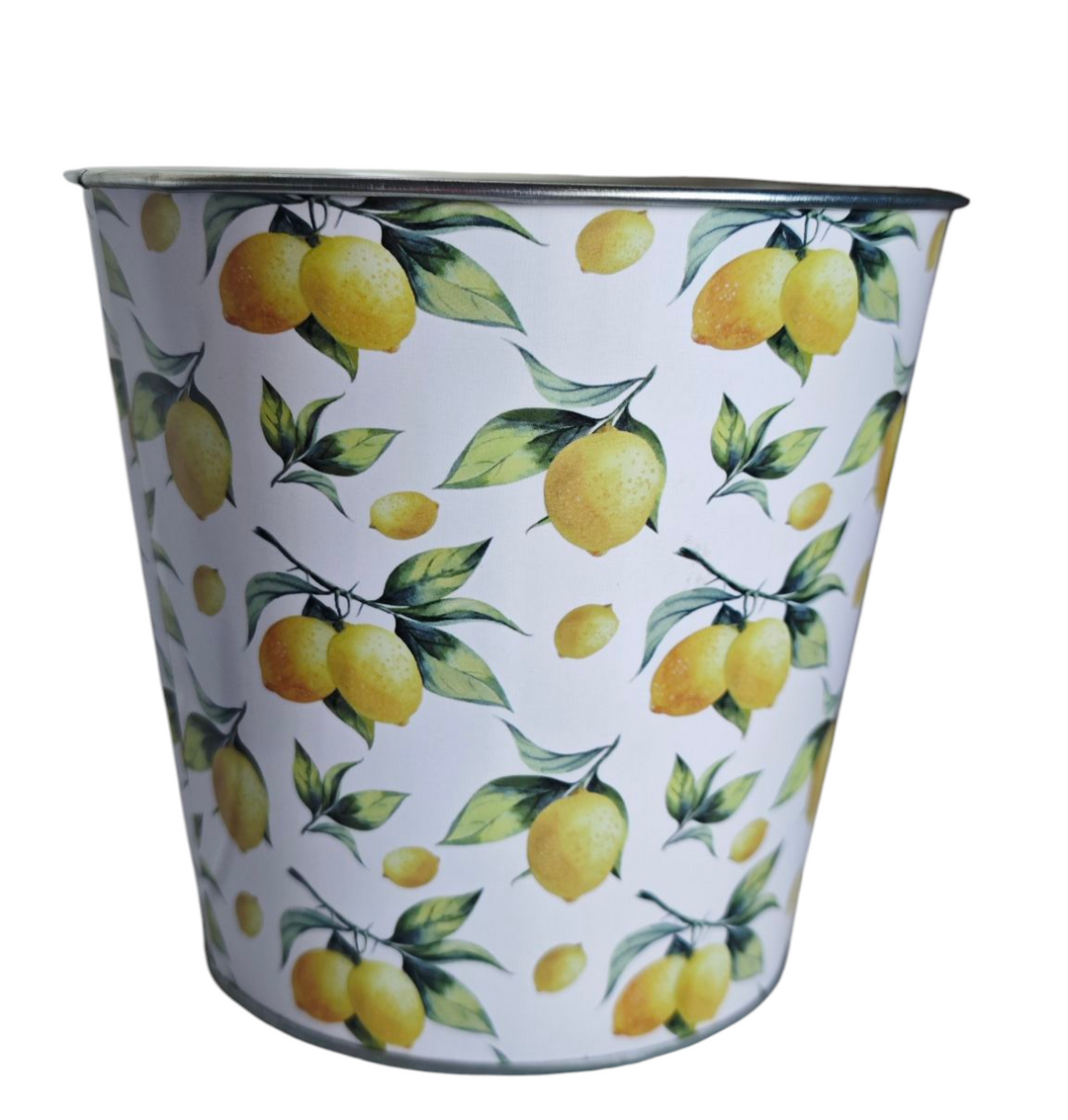 Blech-Pflanztöpfchen , mit wunderschönen Zitronen-Motiven