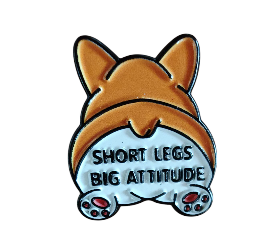 Brosche/Pin/Anstecknadel, Corgi "Short legs, big attitude"...." Metall