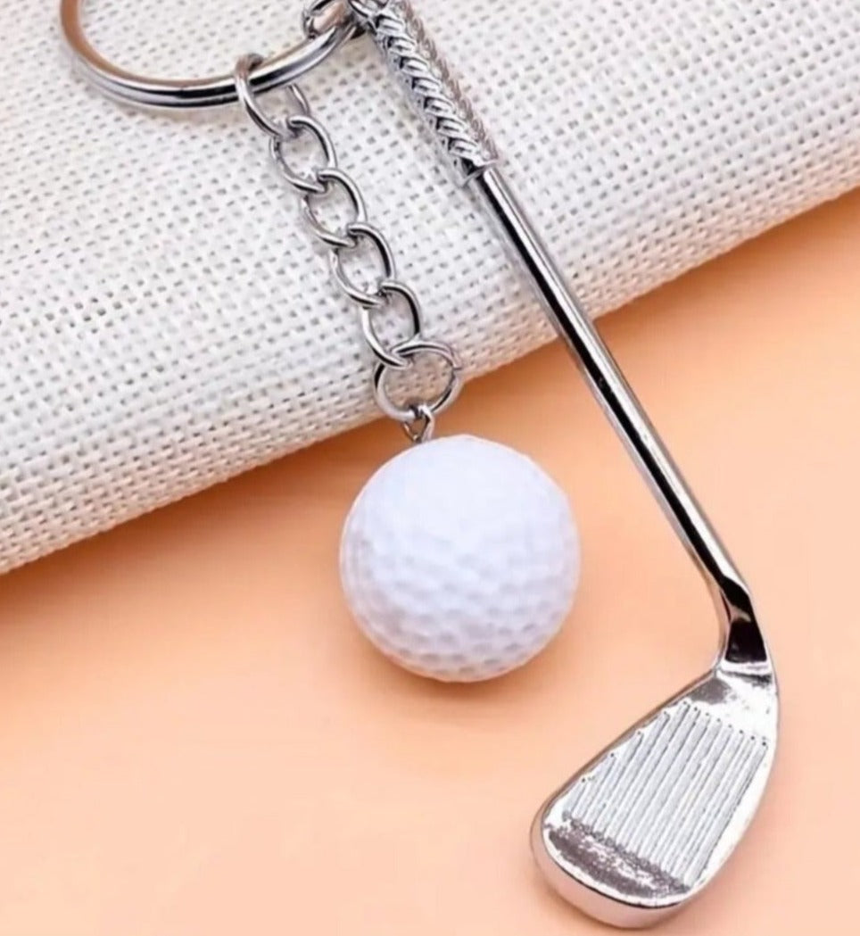 Schlüsselanhänger "Golfball und Schläger"