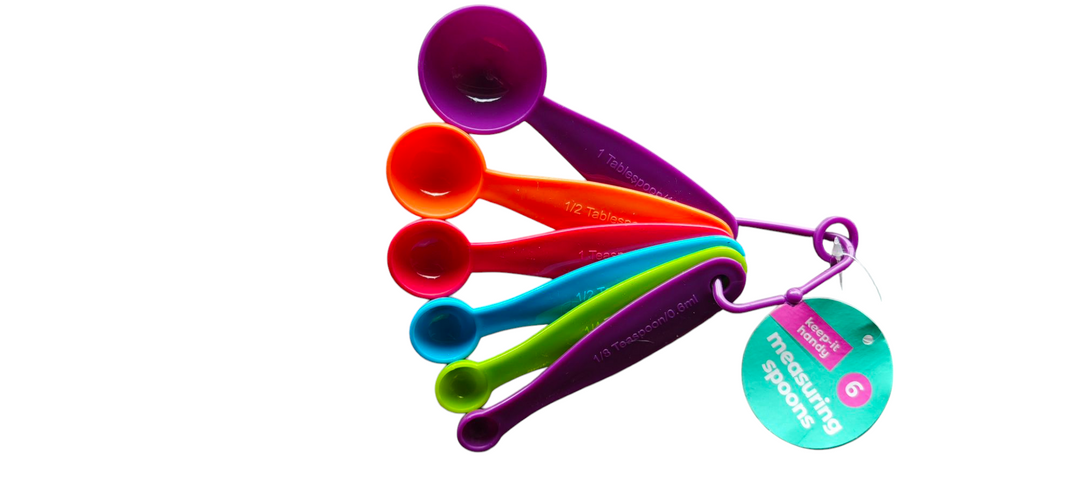 Meßlöffel brit. Maßeinheiten "teaspoons", Kunststoff bunt