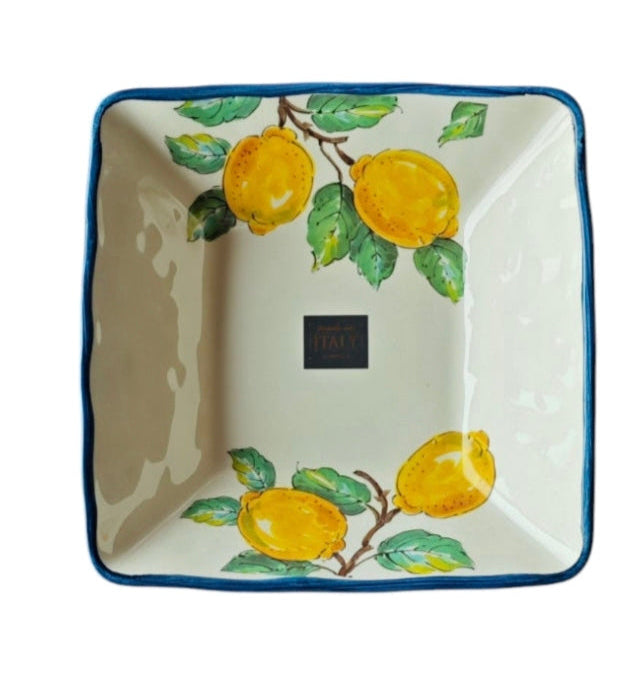 Wunderschöne Keramik Schale mit Zitronen-Motiv .Handarbeit, eckig, Made in Italien