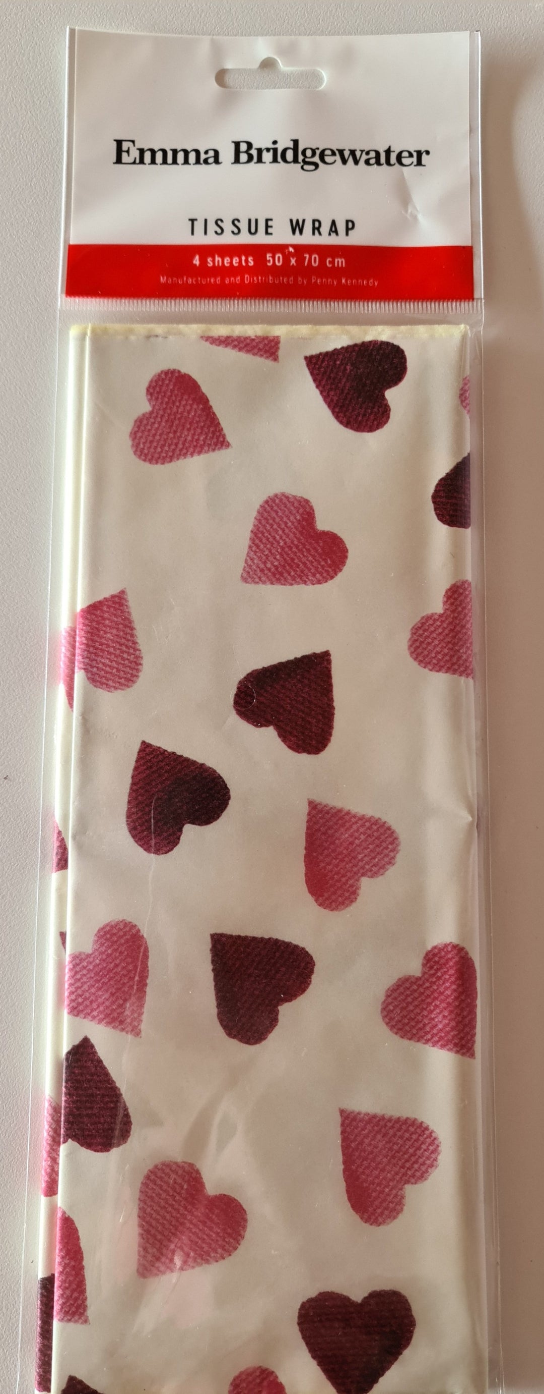 Seidenpapier, Emma Bridgewater " Pink Hearts" , 4 Bögen - British Moments