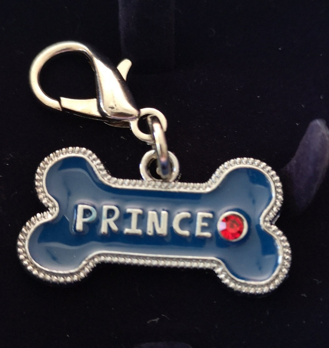 Hunde Halsband Charms von "Pooch Couture" , Modeschmuck, Motiv "Knochen blau "Prince" - British Moments