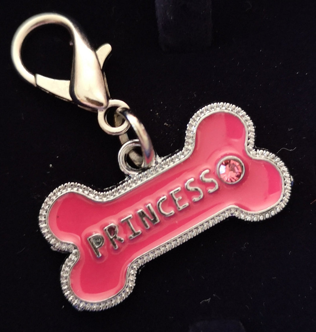 Hunde Halsband Charms von "Pooch Couture" , Modeschmuck, Motiv "Knochen pink "Princess" - British Moments