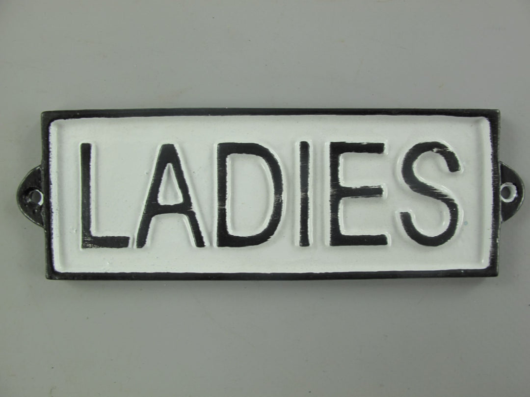 Wandschild , ca. 16cm x 6cm Eisen mit Beschriftung , "Ladies", schwarz/weiß - British Moments / Fernweh-Kaufhaus