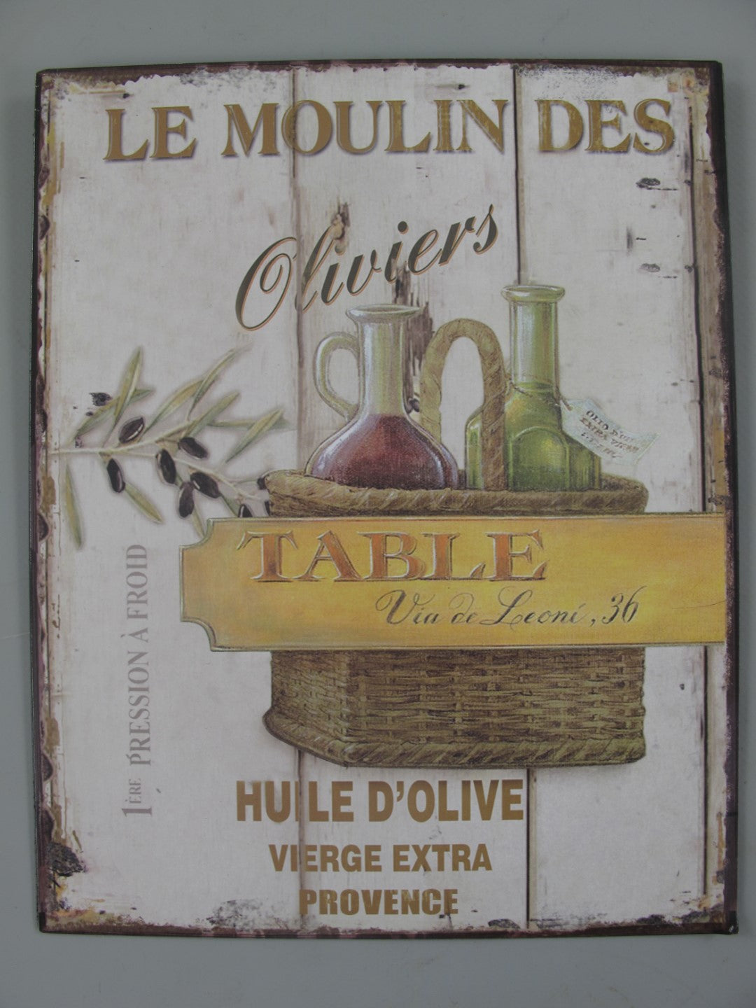 Wandschild, Blech mit Beschriftung "Le Moulin des Oliviers", ca .25 cm x 20 cm - British Moments