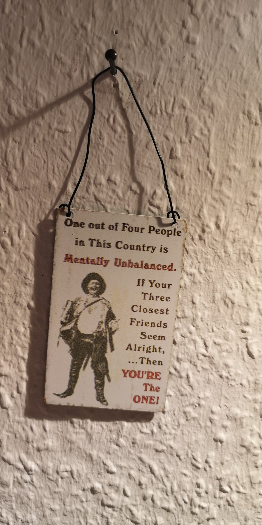 Mini Metallschild "One out of four people is mentally unbalanced. .. - British Moments