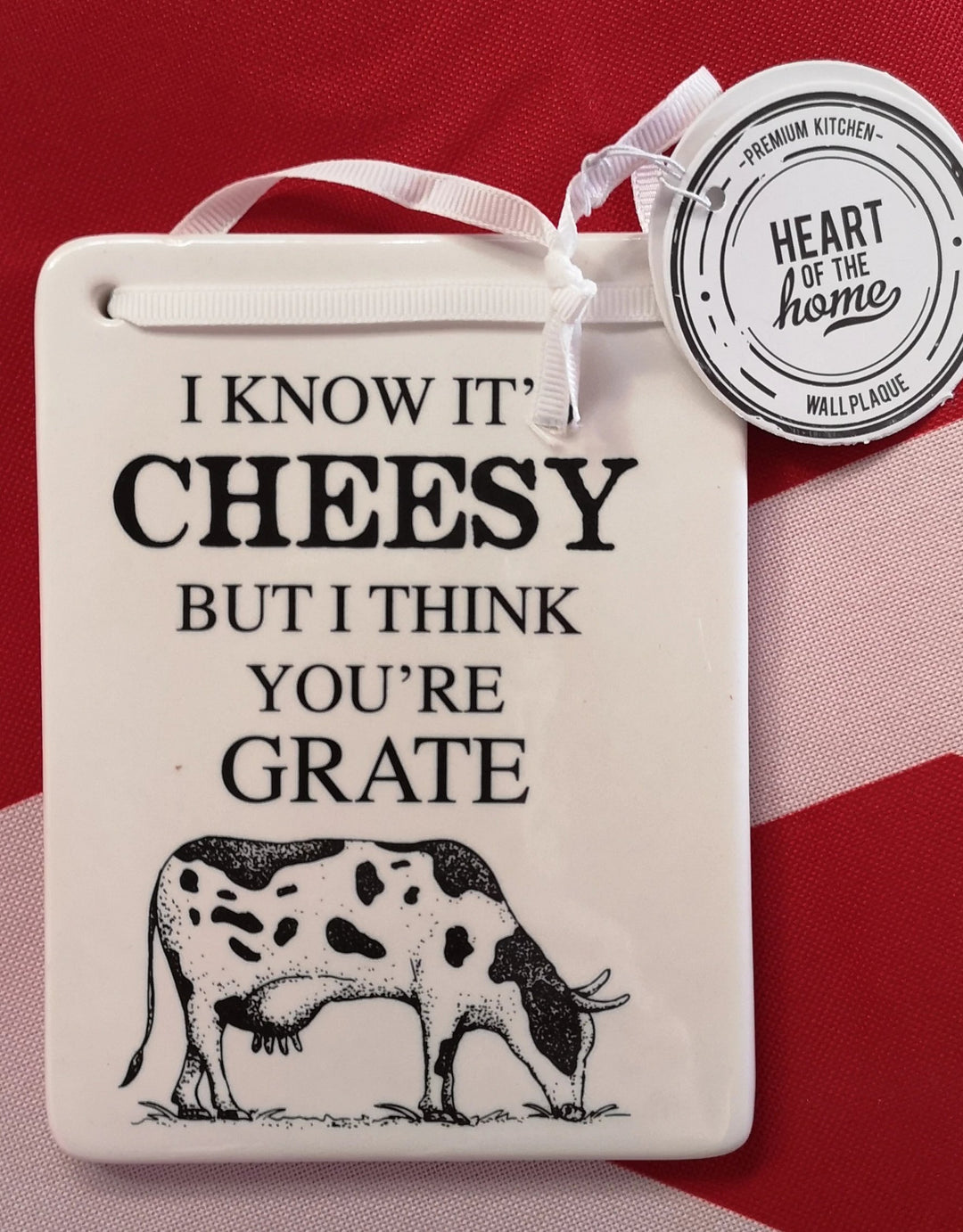 Keramikschild, Kuh "I know it's cheesy..." - British Moments