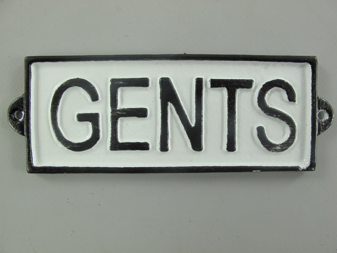 Wandschild , ca. 16cm x 6cm Eisen mit Beschriftung , "Gents", schwarz/weiß - British Moments / Fernweh-Kaufhaus