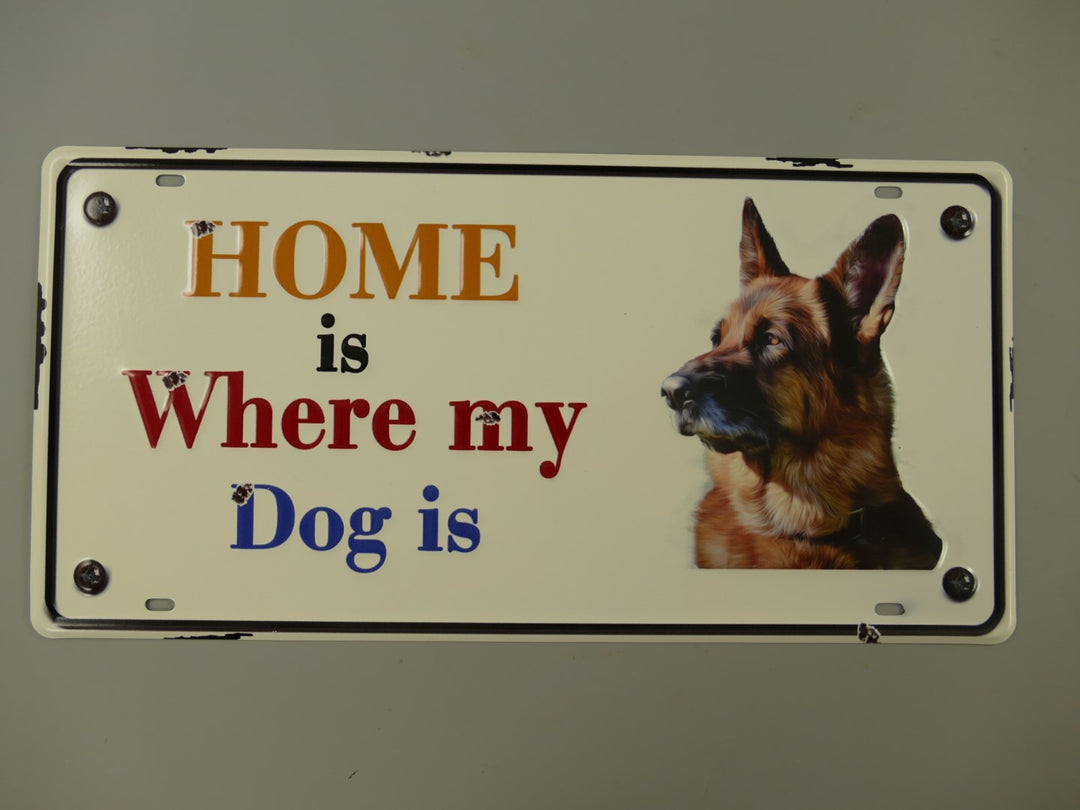 Blechschild " Home is where my dog is" ca 40 cm x 20 cm - British Moments / Fernweh-Kaufhaus