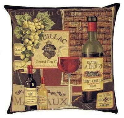 Kissen,  "Französische Weine" Handarbeit 45cm  x 45 cm - British Moments