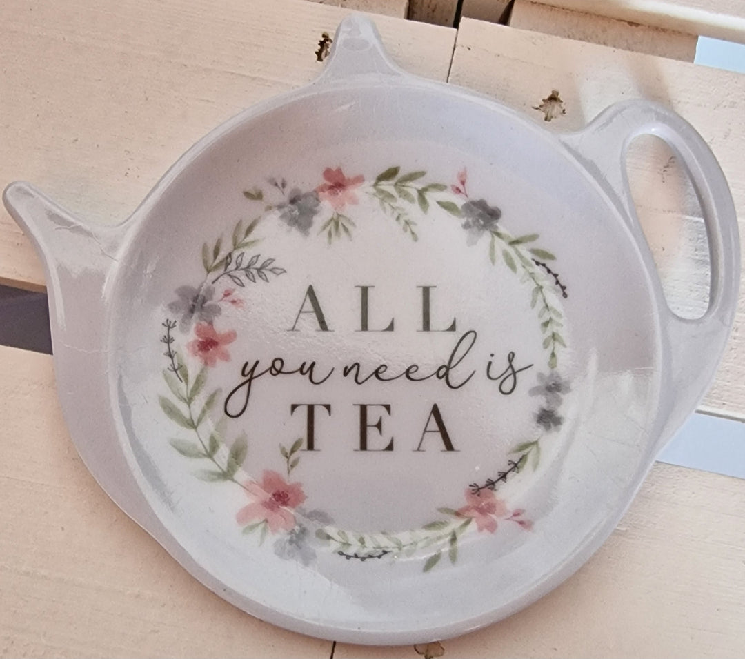 Teebeutelablage, Kunststoff, mit Beschriftung " All you need is Tea"