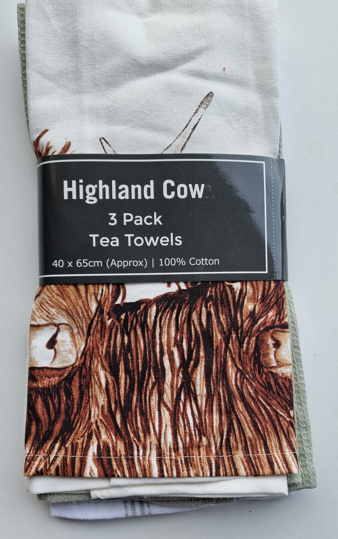 Geschirrtücher,  Baumwolle " Highland Cow " , 3er Pack