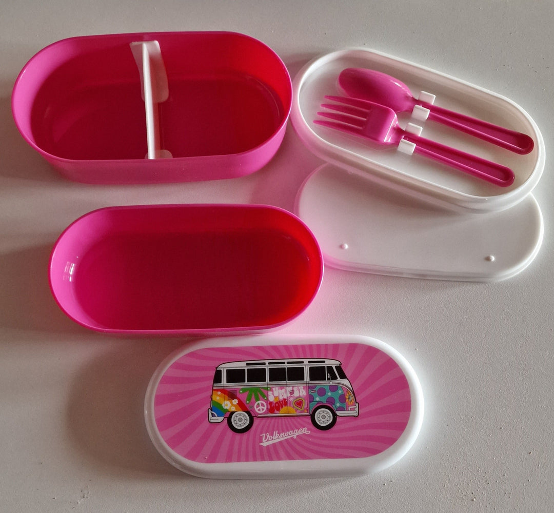 Bento Box / Lunch-Box "Volkswagen Bulli",  Sommer Design , pink