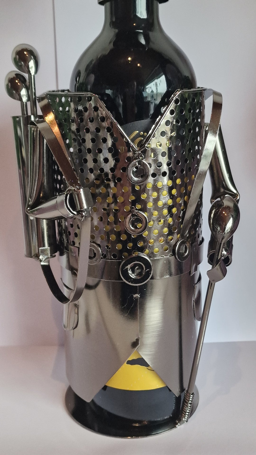 Weinflaschen-Halter "Golfer,"  Metall , Höhe 34 cm