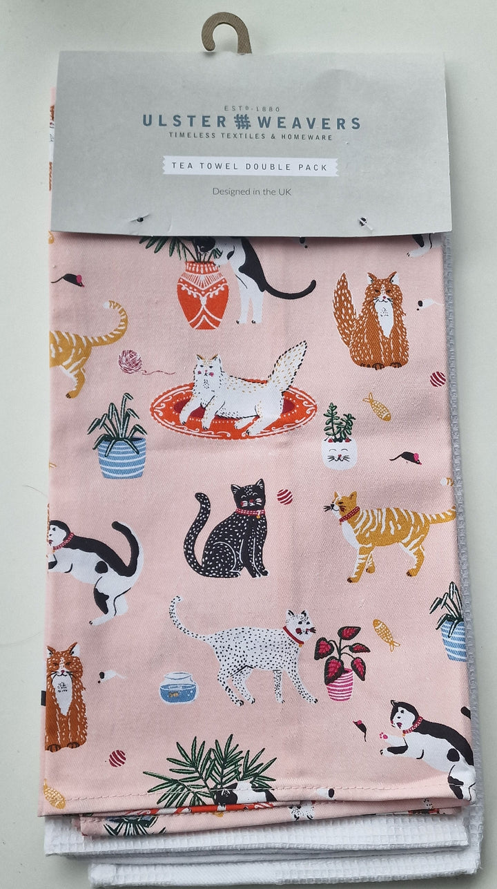 Ulster Weavers Geschirrtücher 2er Set  mit  Katzen - Motiven, rosa