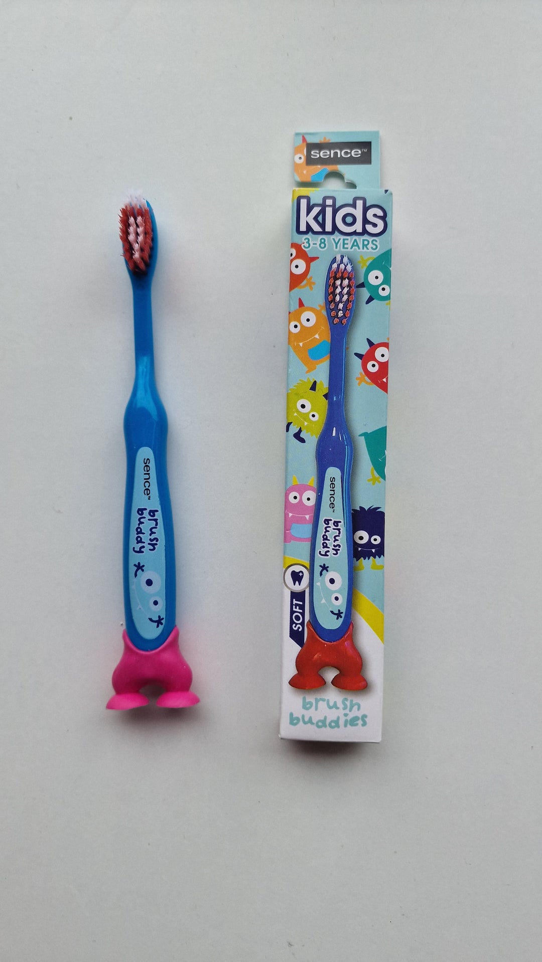 Kinder - Zahnbürste " Brush Buddies " mit Saugnapf-Füßen, in 3 Farben erhältlich