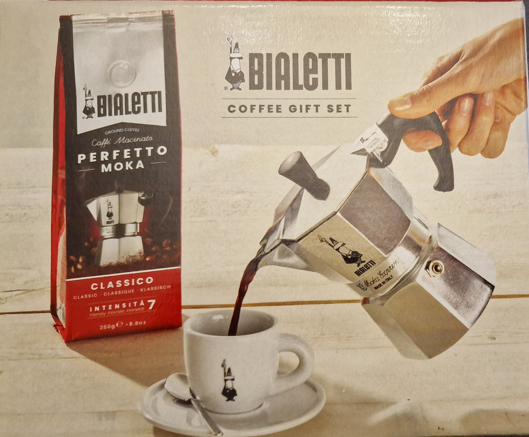 Geschenk - Set  Bialetti Espresso Bereiter mit 250 gr Lavazza Kaffee