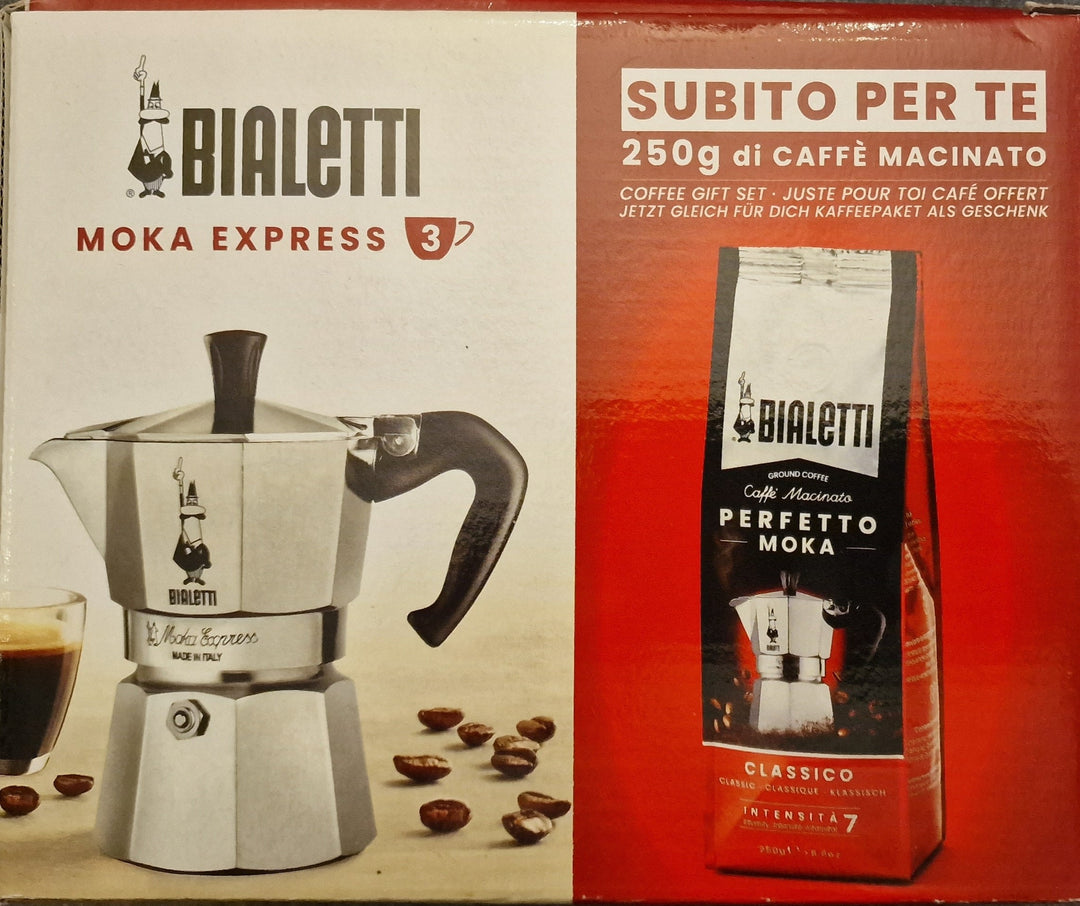 Geschenk - Set  Bialetti Espresso Bereiter mit 250 gr Lavazza Kaffee