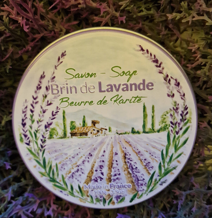 Herrlich duftende Lavendel-Seife in dekorativer Blechdose "Lavendel"  100 gr. Stück