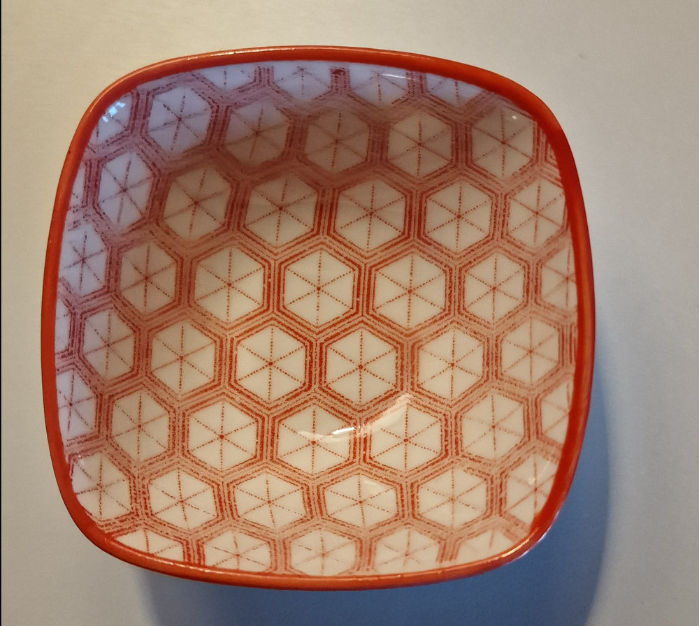 Keramik-Schälchen für Tapas oder Antipasti, weiß-orange