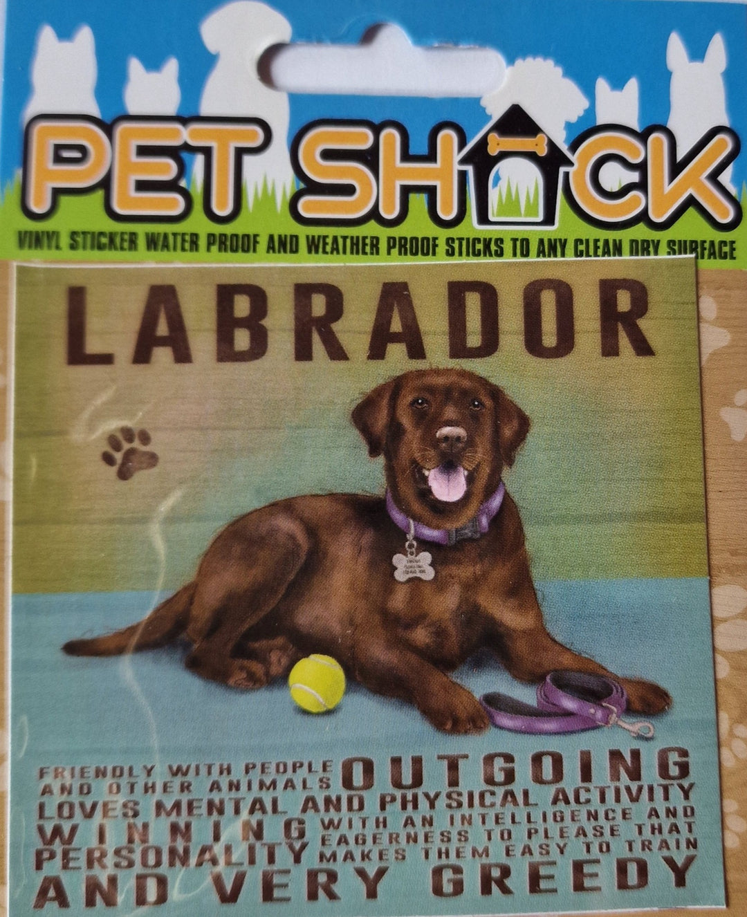 Aufkleber aus der "Pet Shack"- Reihe . "Brauner Labrador"