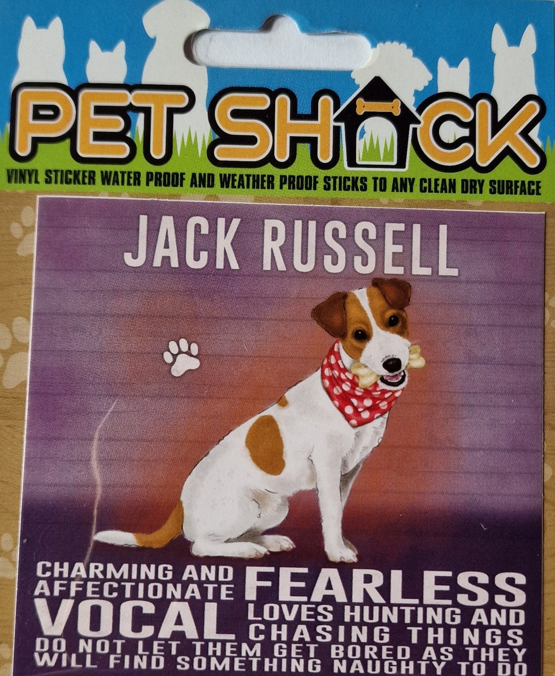 Aufkleber aus der "Pet Shack"- Reihe . "Jack Russell"