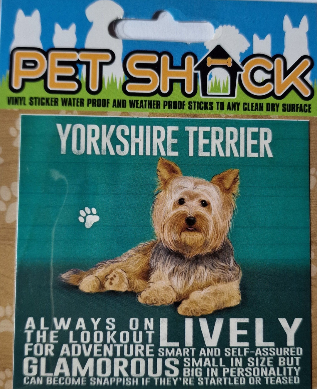 Aufkleber aus der "Pet Shack"- Reihe . "Yorkshire Terrier"