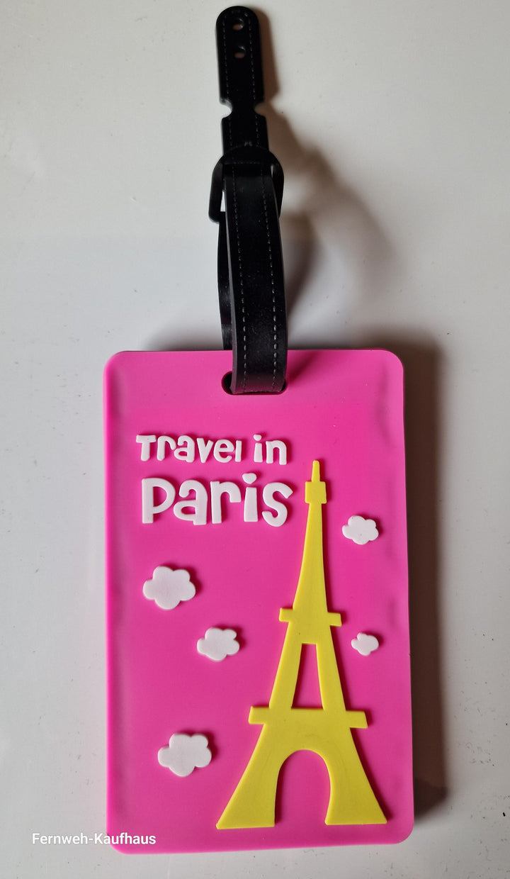 Gepäckanhänger PVC "  Travel in Paris  ", pink