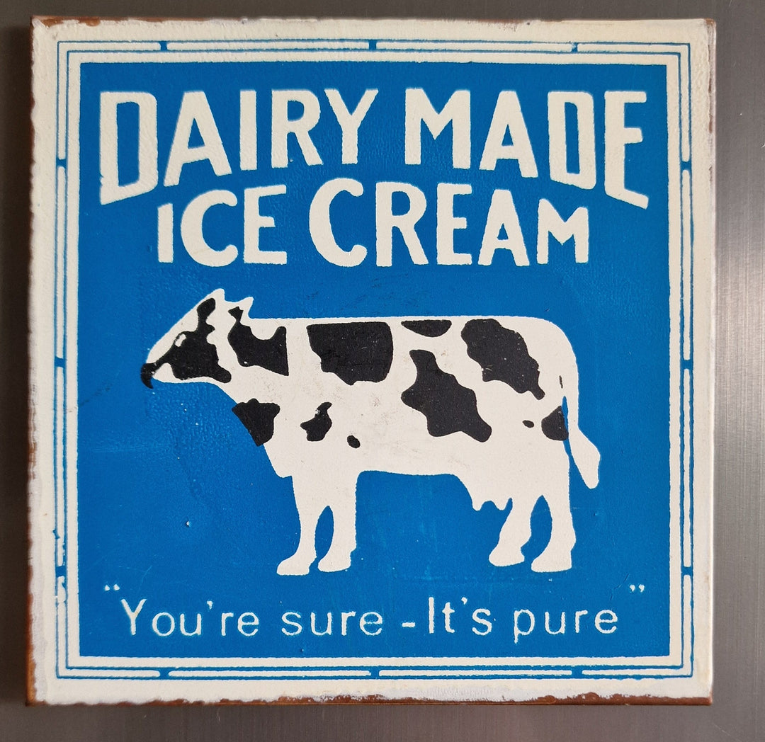 Magnet/ Blechschild , "Dairy Made Ice Cream" , ca. 10 cm  x 10 cm