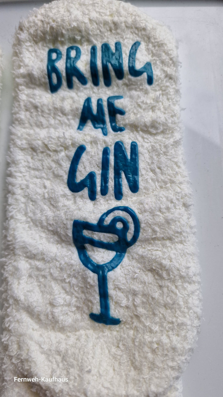 Damensocken, wollweiß " If you can read this - bring me gin" Gr.  35-38 