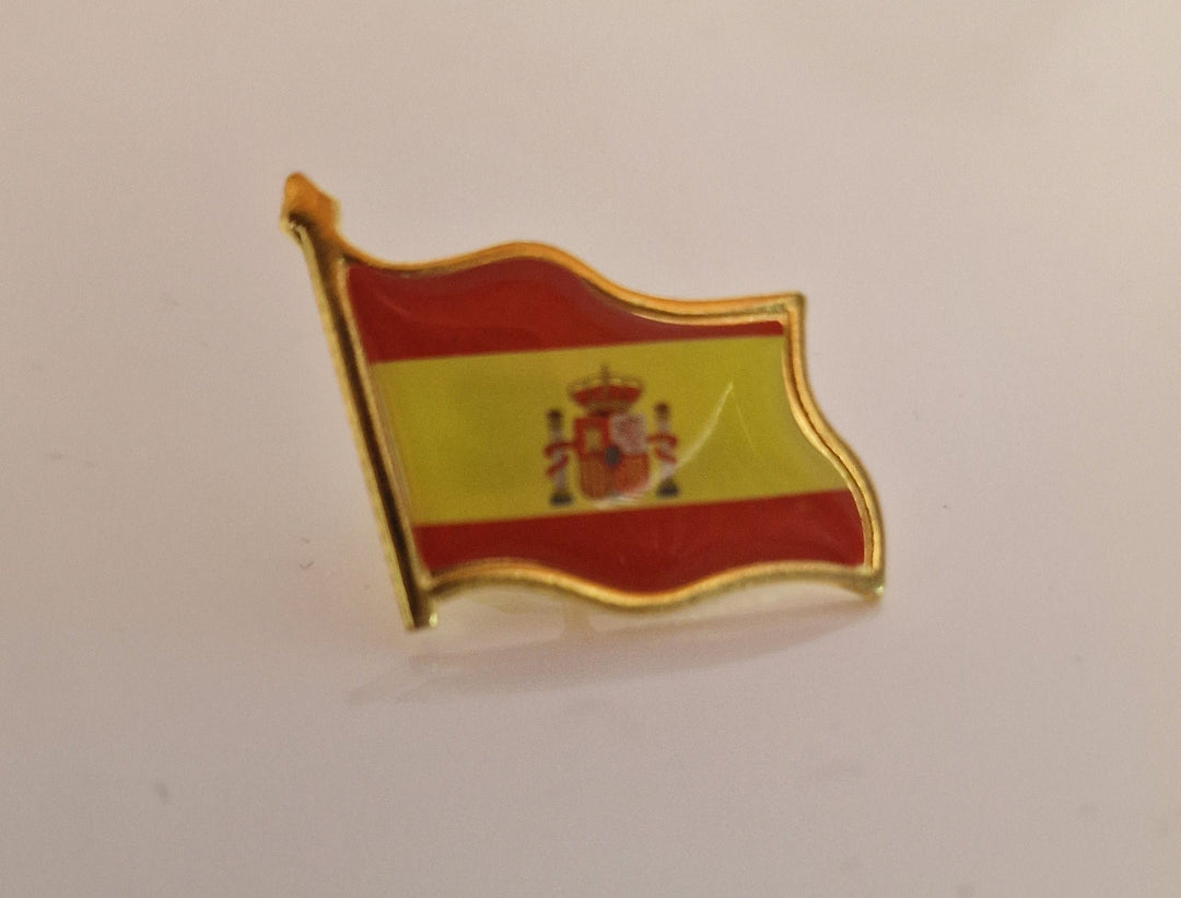 Brosche/Pin/Anstecknadel, "Spanische Flagge ", goldfarbige Legierung