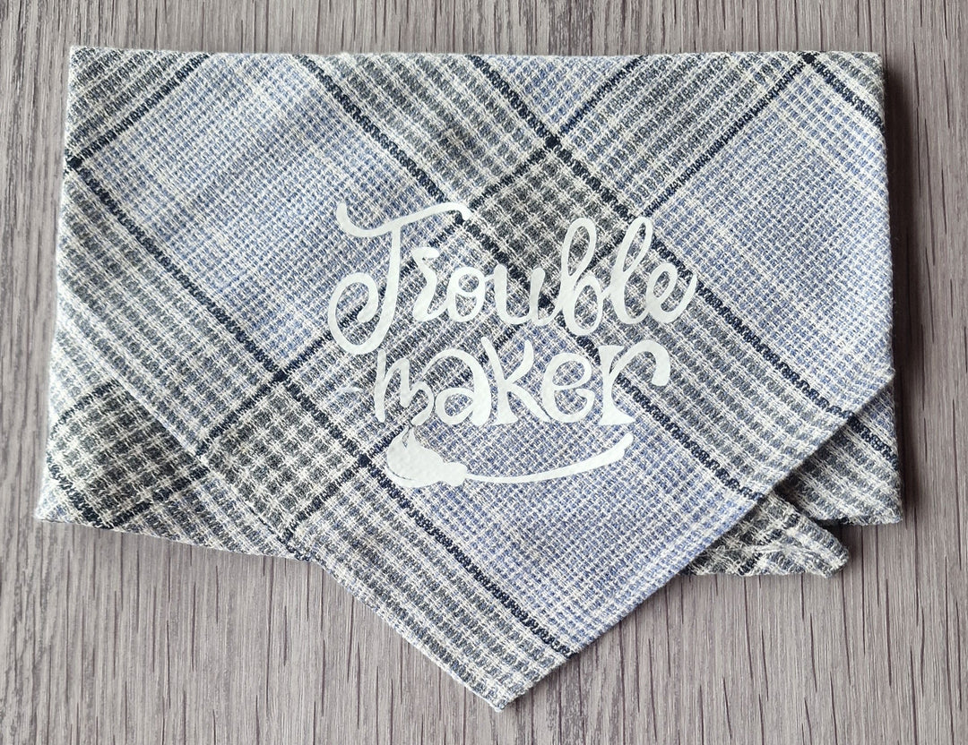 Hunde Halstuch, Tartan Style, Karo zum umbinden,grau