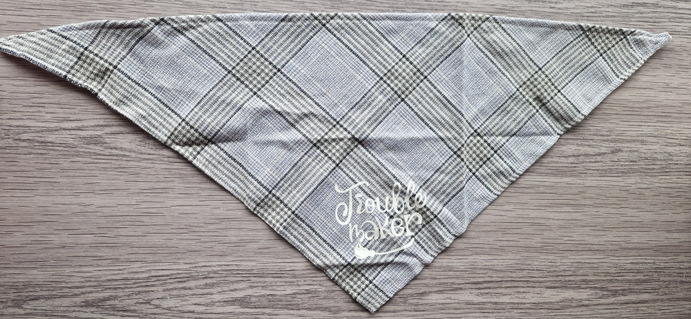 Hunde Halstuch, Tartan Style, Karo zum umbinden,grau