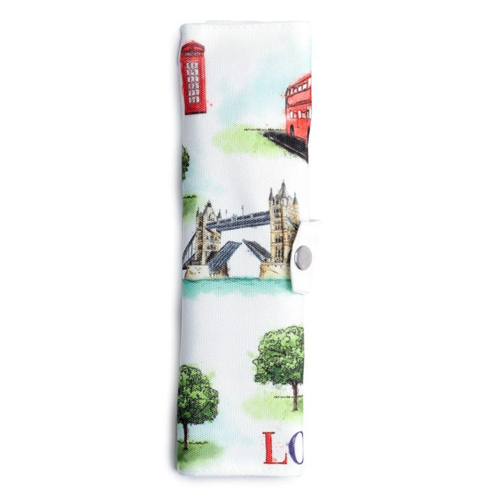 London  6-er Besteck Set aus 100% Bambus im Segeltuch-Halter