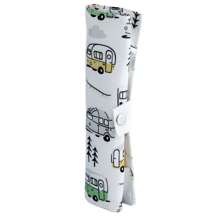 6-er Besteck Set "Wohnwagen"  aus 100% Bambus im Segeltuch-Halter - British Moments / Fernweh-Kaufhaus