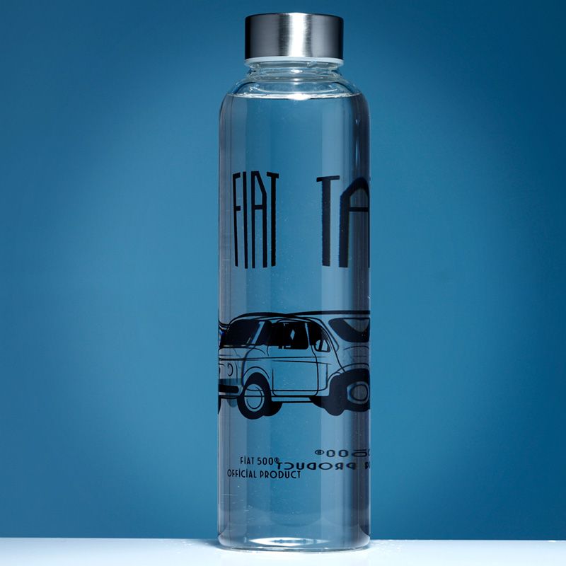 Fiat 500 Retro Glaswasserflasche mit Neopren -Hülle