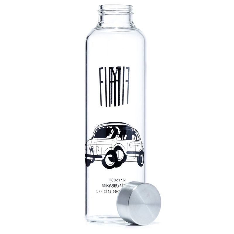 Fiat 500 Retro Glaswasserflasche mit Neopren -Hülle