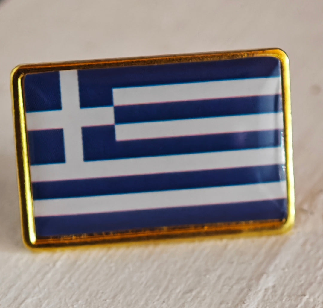 Brosche/Pin/Anstecknadel, "Griechenland-Flagge ", goldfarbige Legierung