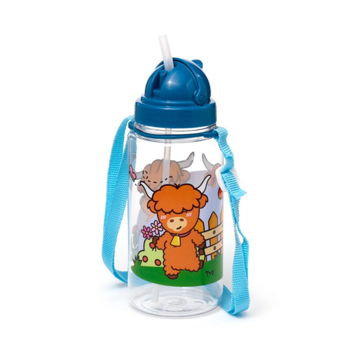 Kunststoff Trinkflasche mit Highland Cow Motiven