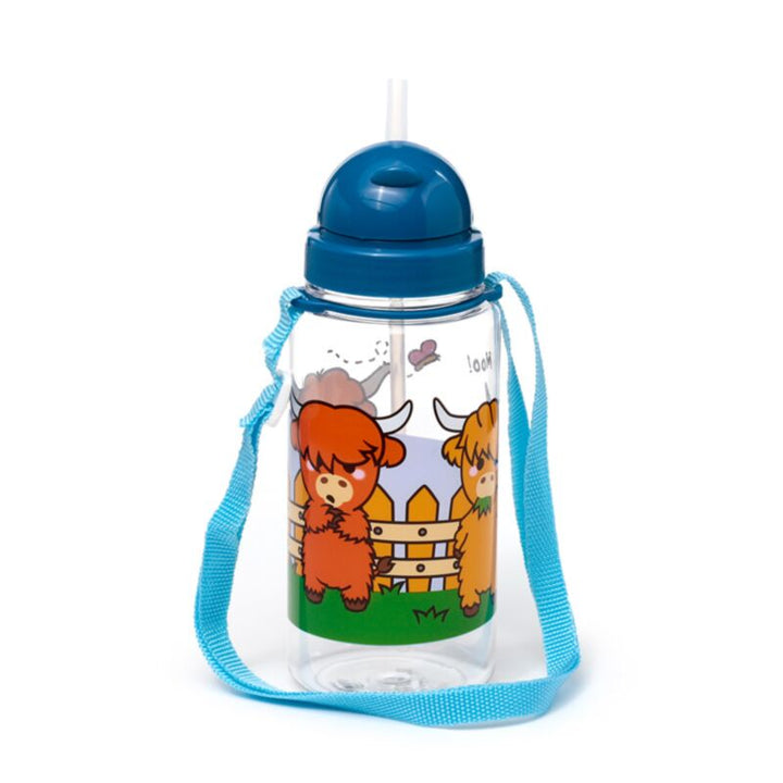 Kunststoff Trinkflasche mit Highland Cow Motiven