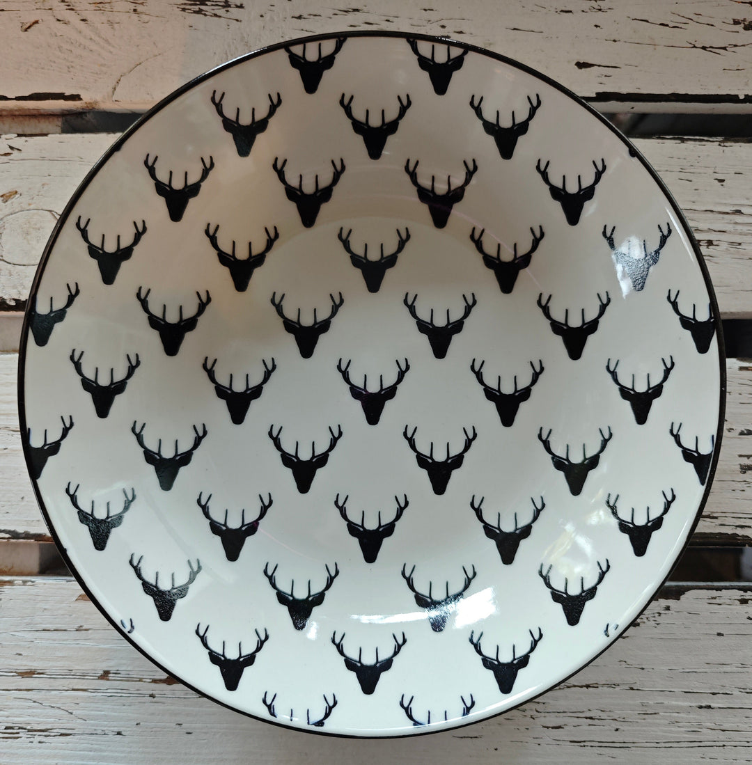 Tiefer Teller/ Schale  mit Hirsch-Motiv (Landhaus-Stil )