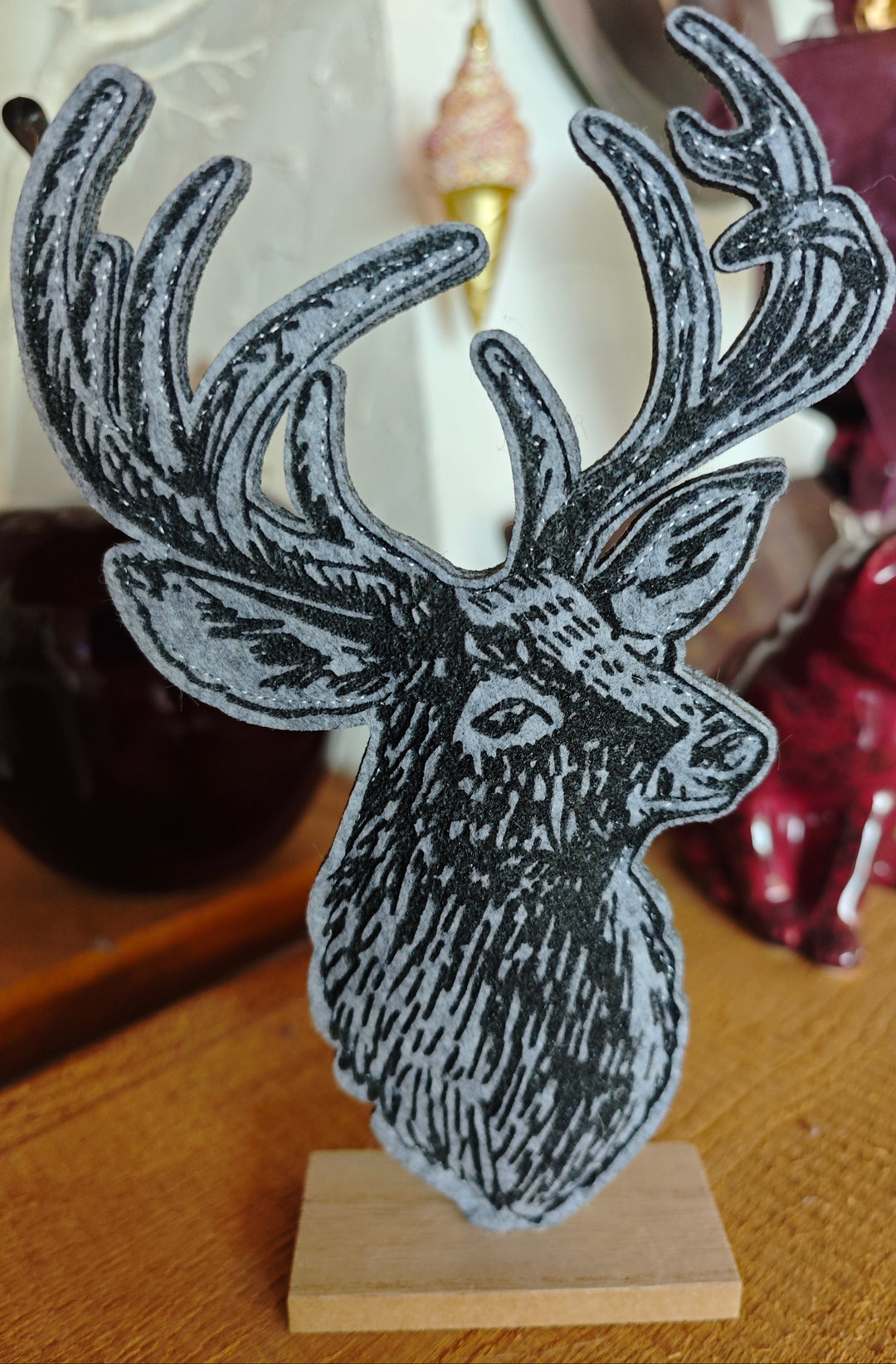 Deko-Aufsteller "Hirsch", Landhaus-Stil, Filz