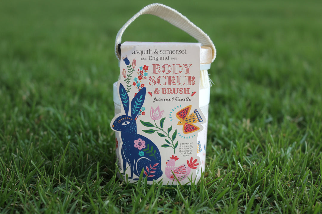 Asquith & Somerset Body Scrub (Körper-Peeling) mit Bürste. "Jasmine & Vanilla"
