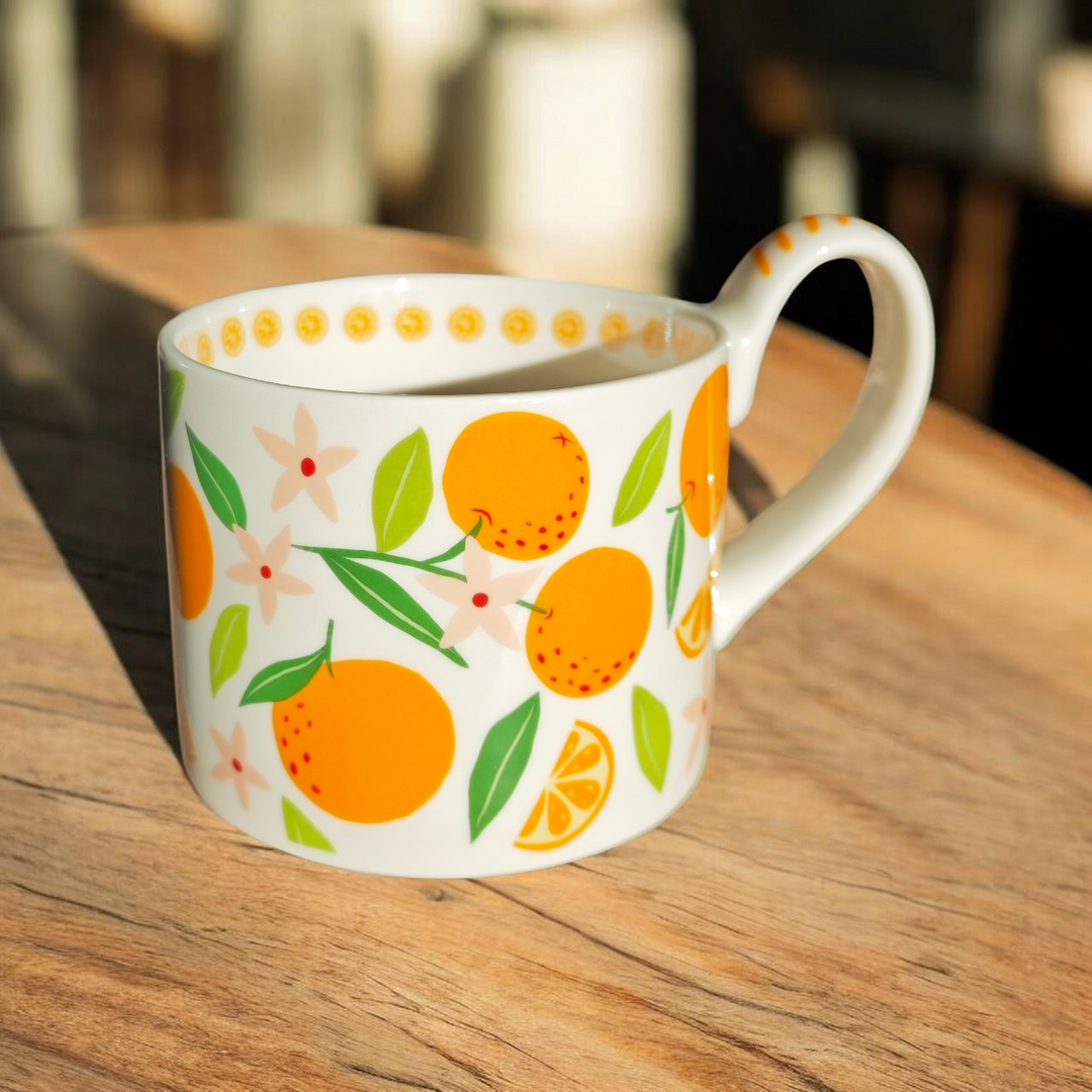 Tasse mit Orangen-Motiv – British Moments / Fernweh-Kaufhaus