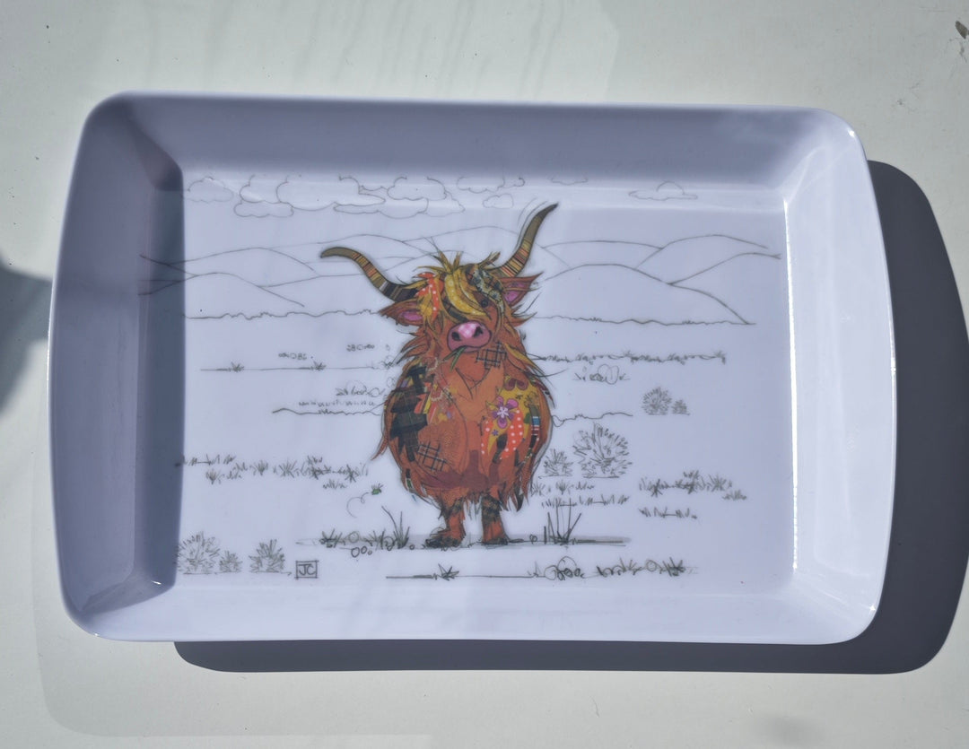 Mini Tablett  " Verrückte Highland Cow "  (Lesser&Pavey)